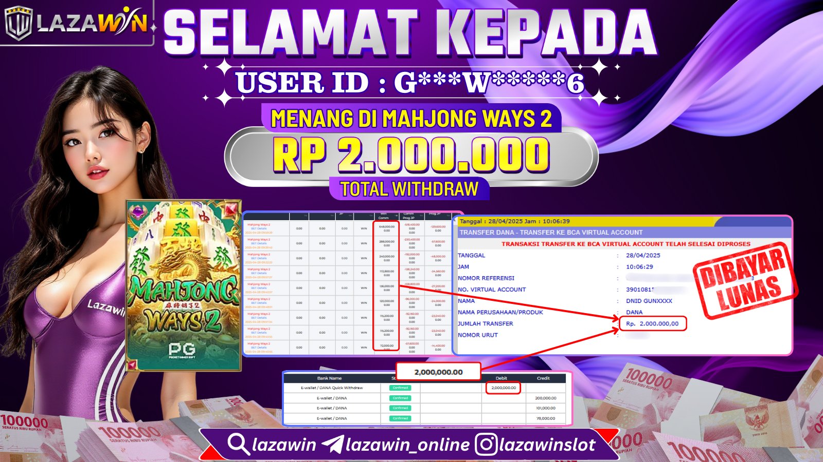 LAZAWIN JACKPOT SCATTER di MAHJONG WAYS 2 Rp.2.000.000,- LUNAS