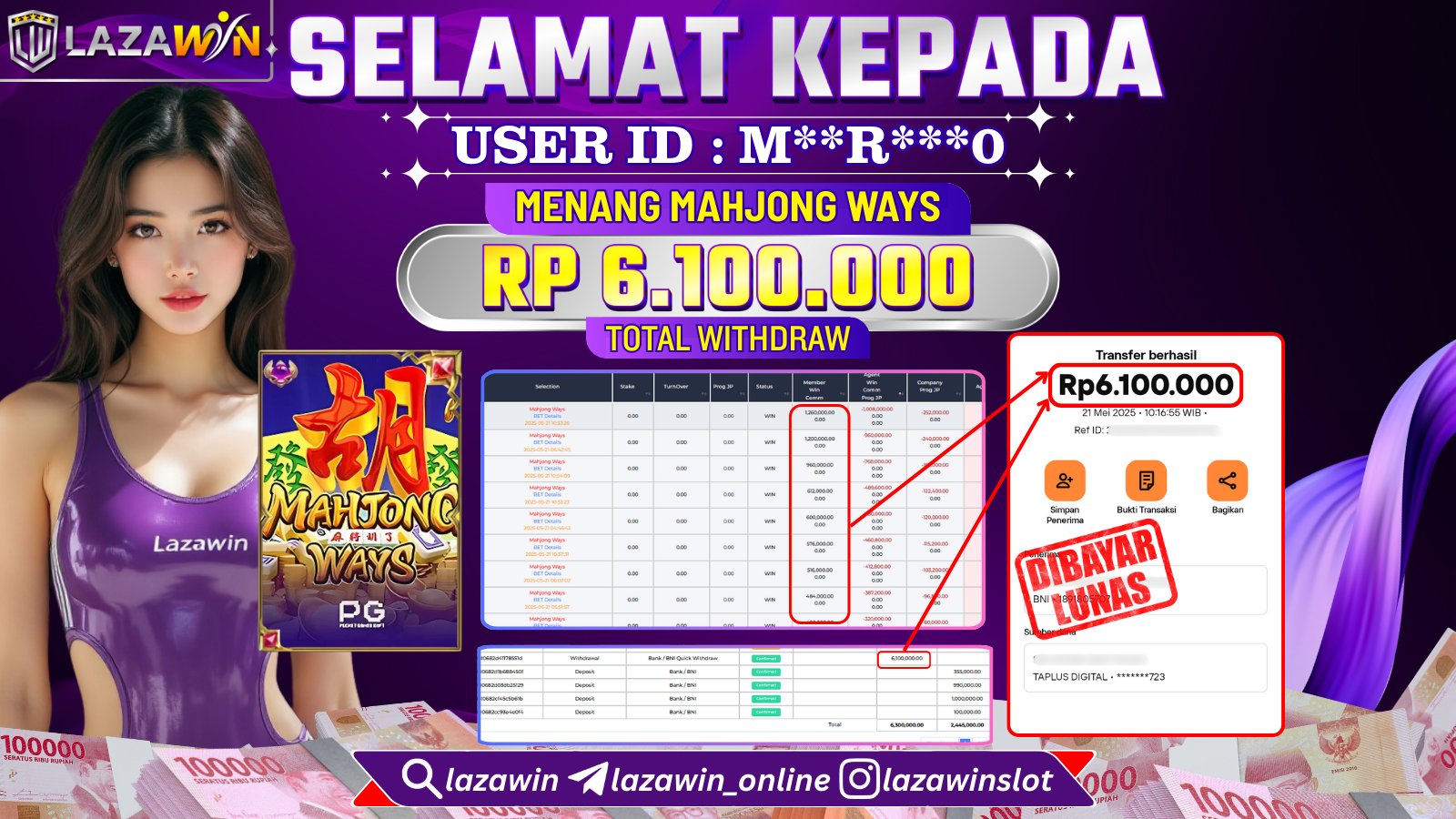 LAZAWIN JACKPOT di SA MAHJONG WAYS Rp.6.100.000,- LUNAS