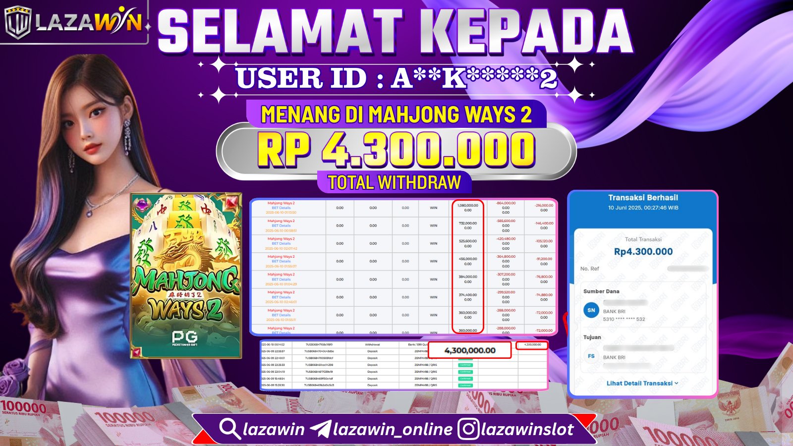 LAZAWIN JACKPOT di MAHJONG WAYS 2 Rp.4.300.000,- LUNAS