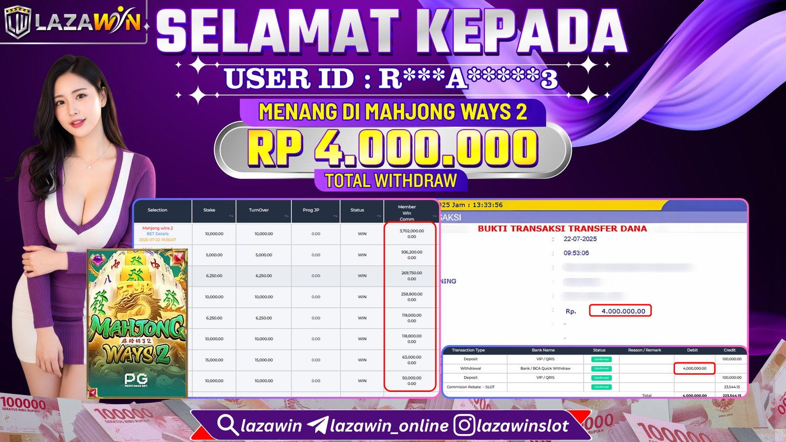 LAZAWIN JACKPOT di MAHJONG WAYS 2 Rp.4.000.000,- LUNAS