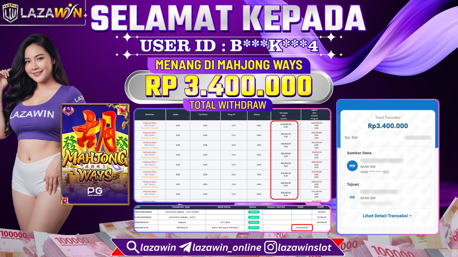 LAZAWIN JACKPOT di MAHJONG WAYS Rp.3.400.000,- LUNAS