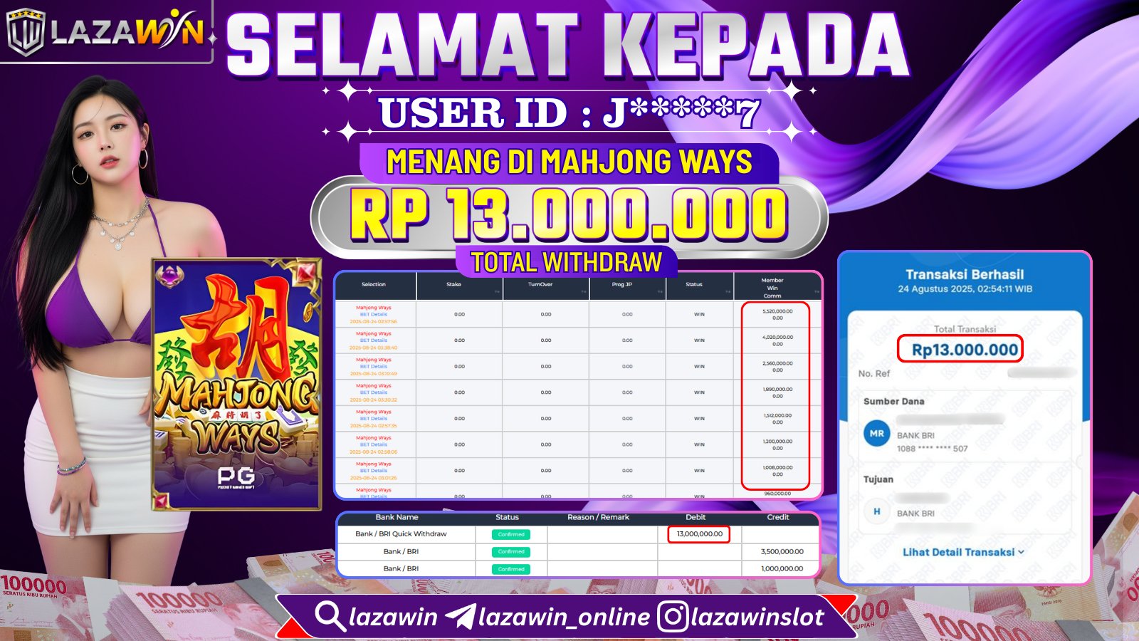 LAZAWIN JACKPOT di MAHJONG WAYS Rp.13.000.000,- LUNAS