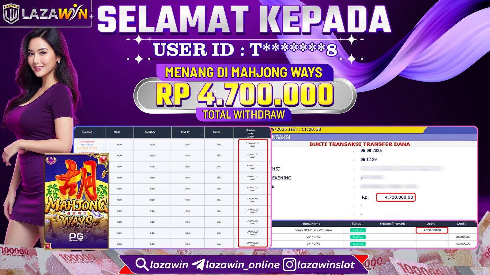 LAZAWIN JACKPOT di MAHJONG WAYS Rp.4.700.000,- LUNAS
