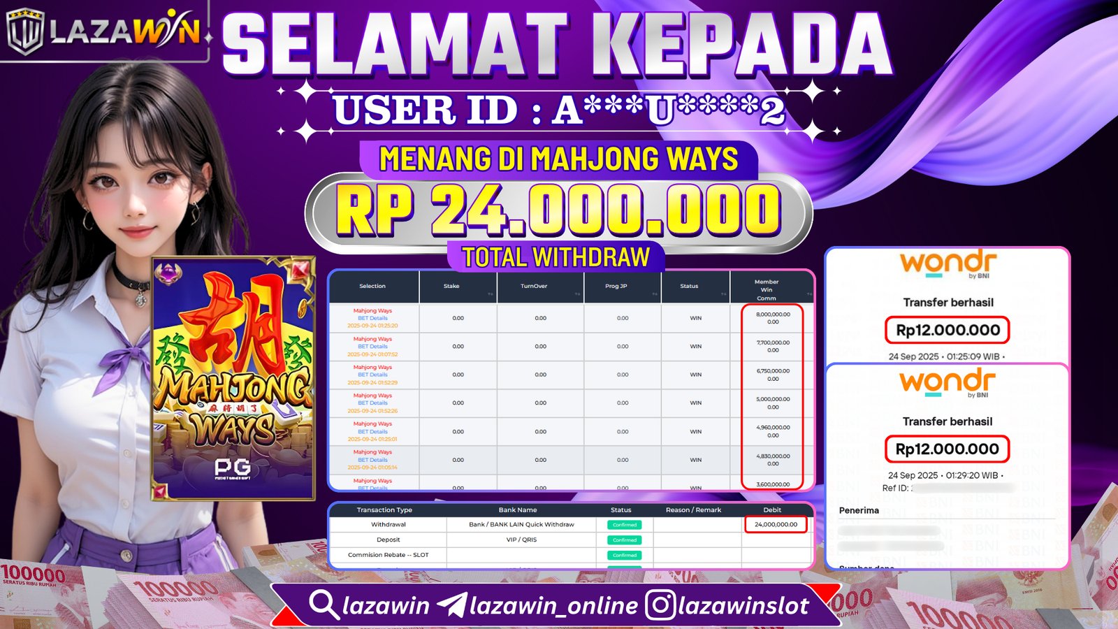 LAZAWIN JACKPOT di MAHJONG WAYS Rp.24.000.000,- LUNAS