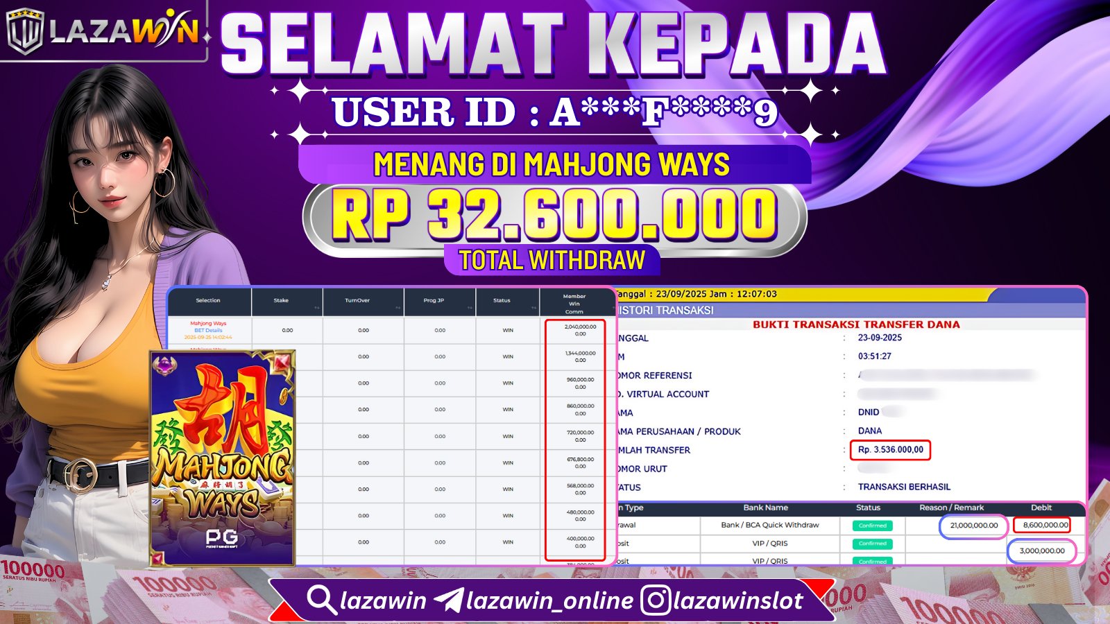 LAZAWIN JACKPOT di MAHJONG WAYS Rp.32.600.000,- LUNAS