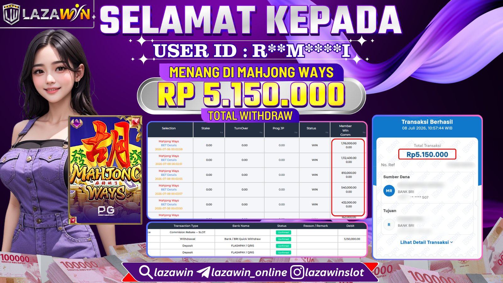 LAZAWIN JACKPOT di MAHJONG WAYS Rp.5.150.000,- LUNAS